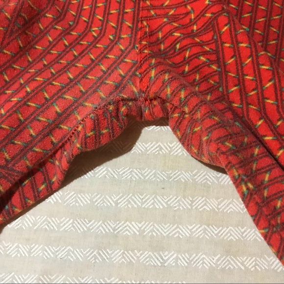LULAROE OS Leggings Orange Ladder Pattern - Picture 4 of 7